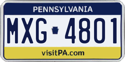 PA license plate MXG4801