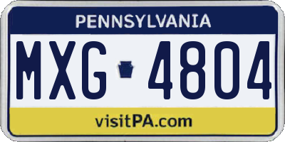 PA license plate MXG4804