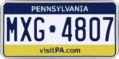 PA license plate MXG4807