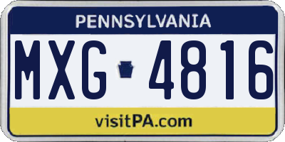 PA license plate MXG4816
