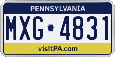 PA license plate MXG4831