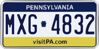 PA license plate MXG4832