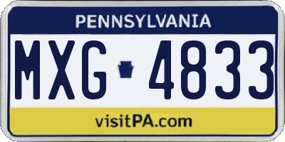 PA license plate MXG4833