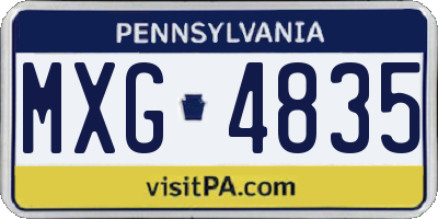 PA license plate MXG4835