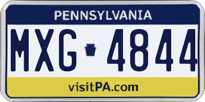 PA license plate MXG4844