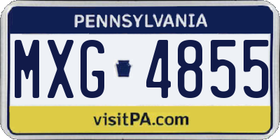 PA license plate MXG4855