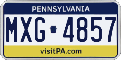 PA license plate MXG4857