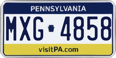 PA license plate MXG4858