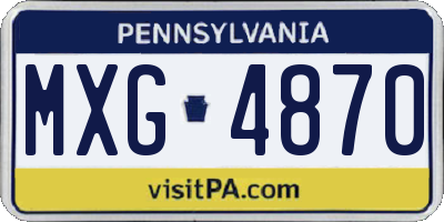 PA license plate MXG4870