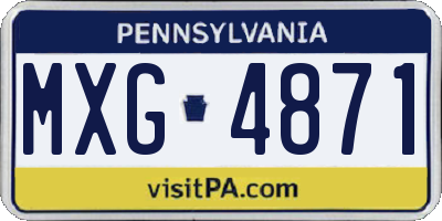 PA license plate MXG4871