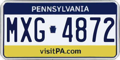 PA license plate MXG4872
