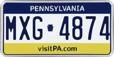 PA license plate MXG4874