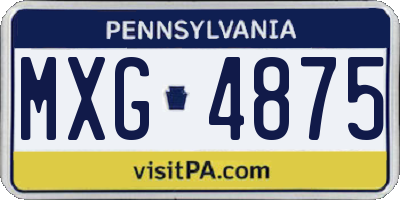 PA license plate MXG4875