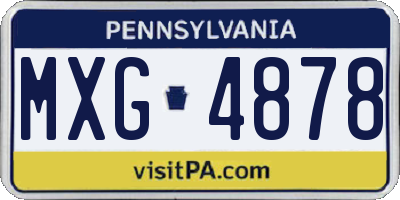 PA license plate MXG4878