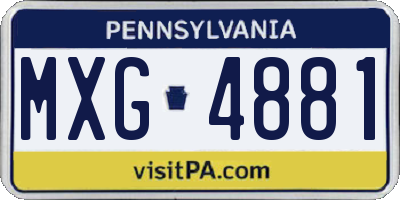 PA license plate MXG4881