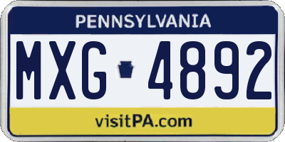 PA license plate MXG4892