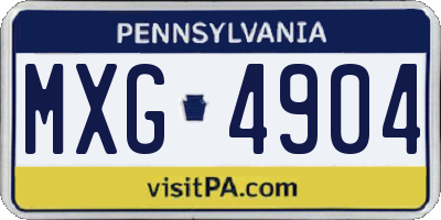 PA license plate MXG4904