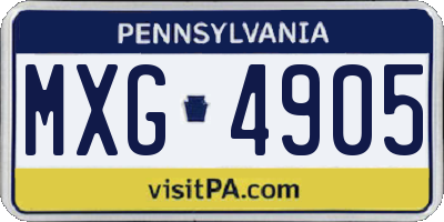 PA license plate MXG4905