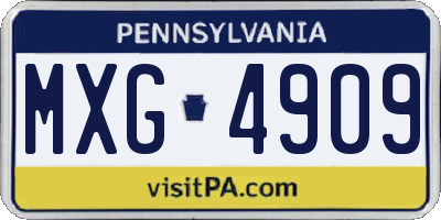 PA license plate MXG4909