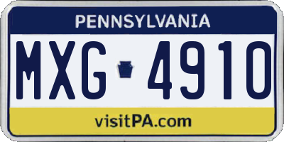 PA license plate MXG4910
