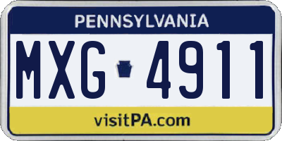 PA license plate MXG4911