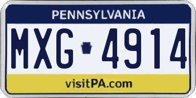 PA license plate MXG4914