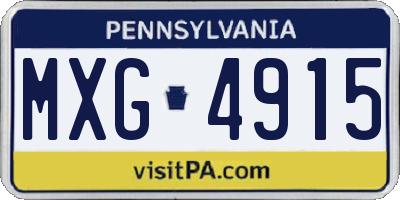 PA license plate MXG4915