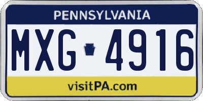 PA license plate MXG4916