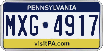 PA license plate MXG4917