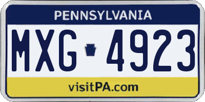 PA license plate MXG4923