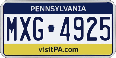 PA license plate MXG4925