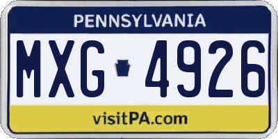 PA license plate MXG4926