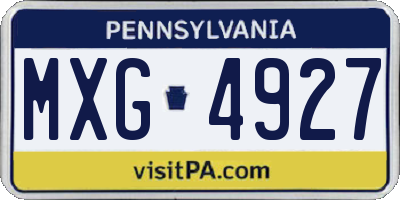PA license plate MXG4927