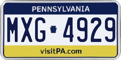 PA license plate MXG4929
