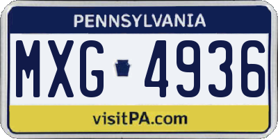 PA license plate MXG4936