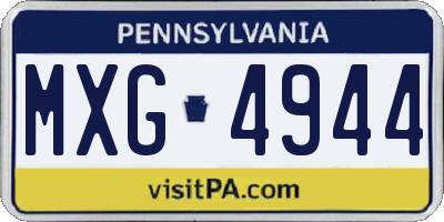 PA license plate MXG4944
