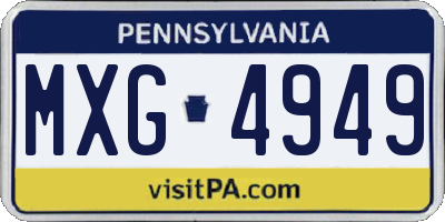 PA license plate MXG4949