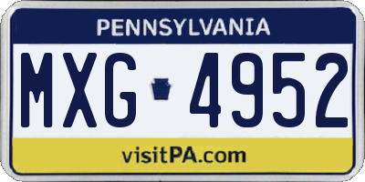 PA license plate MXG4952