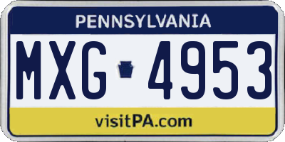 PA license plate MXG4953