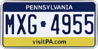 PA license plate MXG4955