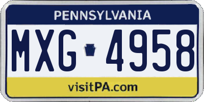 PA license plate MXG4958