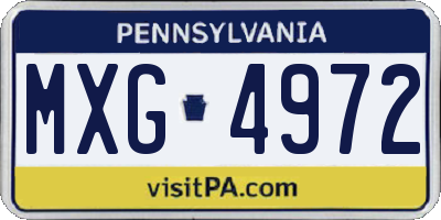 PA license plate MXG4972