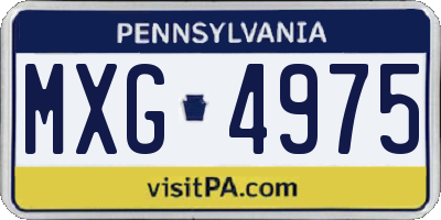 PA license plate MXG4975