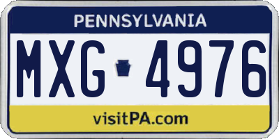 PA license plate MXG4976