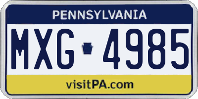 PA license plate MXG4985