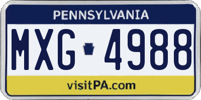 PA license plate MXG4988