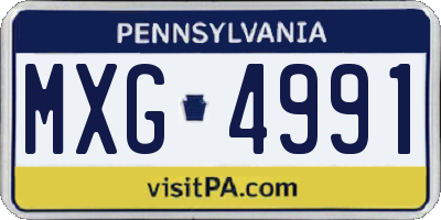 PA license plate MXG4991