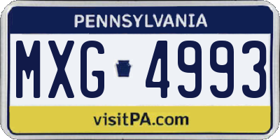 PA license plate MXG4993