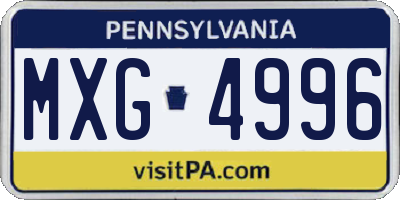 PA license plate MXG4996