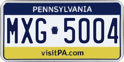 PA license plate MXG5004
